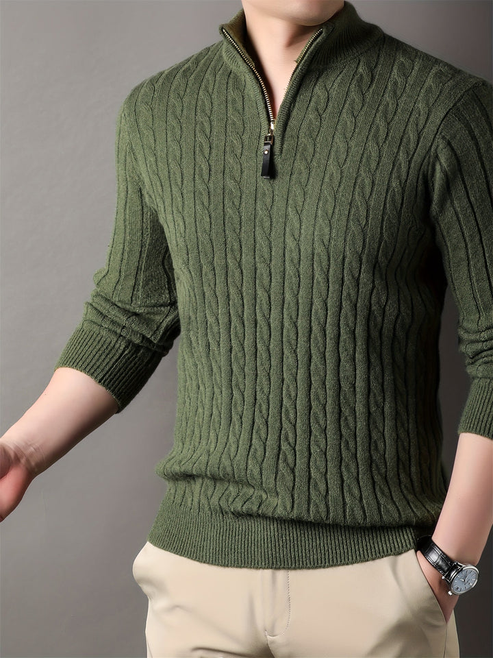 Donnell - Pull décontracté pour homme en tricot torsadé avec fermeture éclair