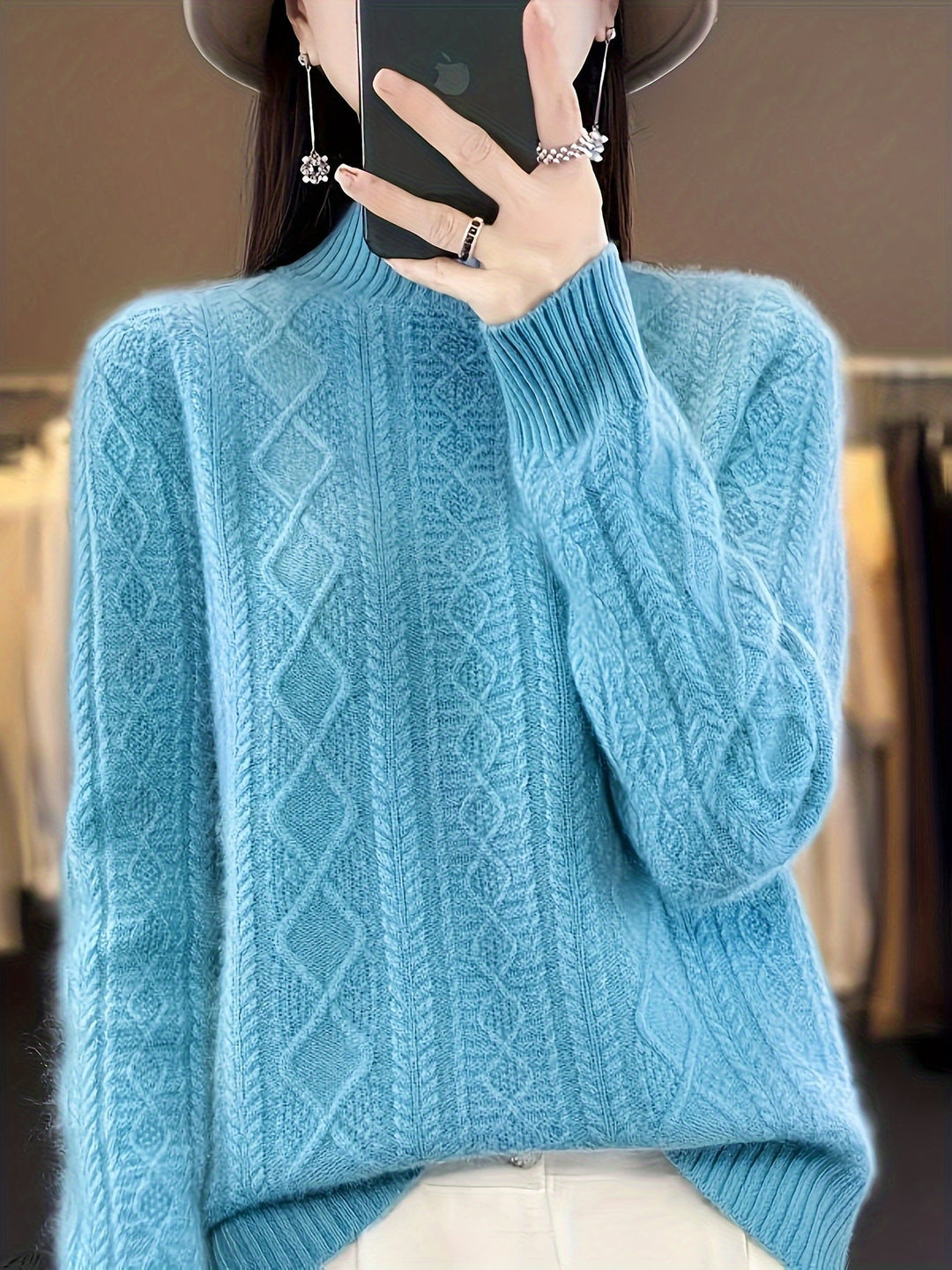 Pull-over en tricot de laine avec manches longues confortables Pull-over femme | Parfait pour les vêtements de loisirs