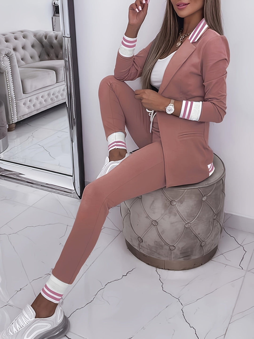Casual Slim Hosen Und Blazer Outfit Set Für Damen | Perfekt Für Lässige Tage