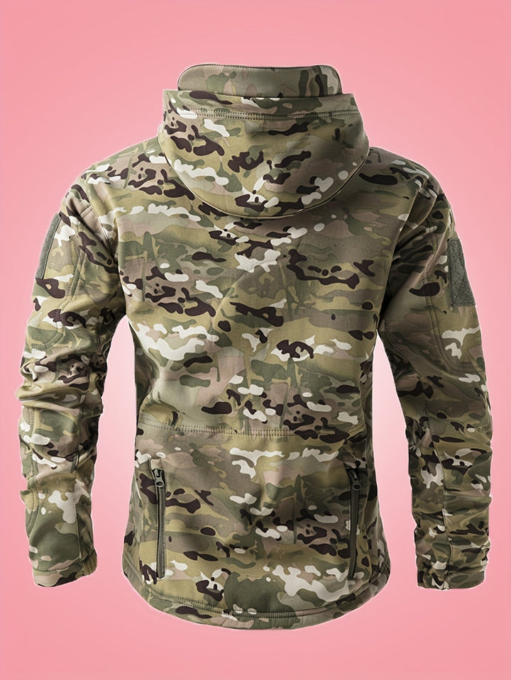 Coupe-vent militaire chaud camouflage avec poches zippées pour hommes | Parfait pour les activités de plein air