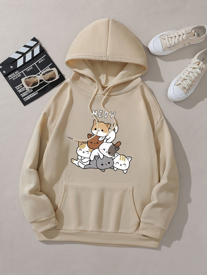 Lässiger Fleece Pullover Hoodie mit Vintage Backprint für Damen | Perfekt für Lässige Tage