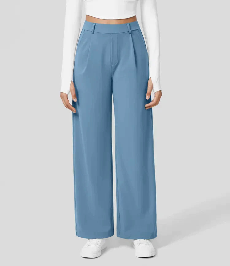 Elegante pantaloni da donna a gamba larga – vita alta, adatti per business e casual