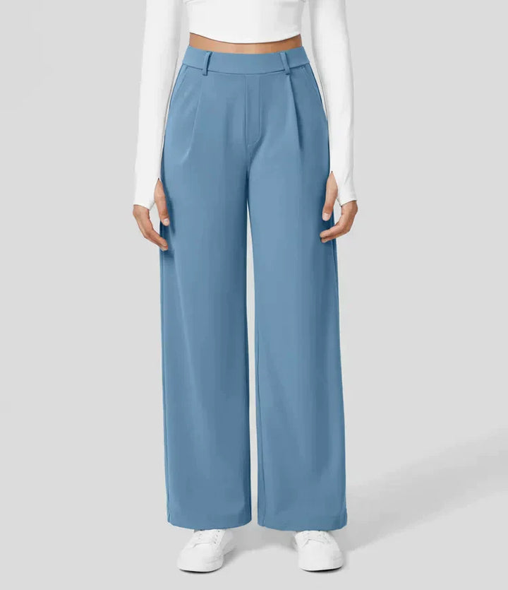 Elegante pantaloni da donna a gamba larga – vita alta, adatti per business e casual
