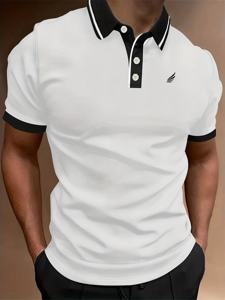 Polo homme avec col contrasté et broderie logo – Polo manches courtes pour loisirs, business casual et tenues d'été