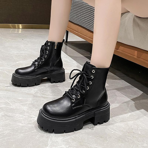 Casual Plateau Stiefeletten aus veganem Leder für Damen | Perfekt für Casual Tage