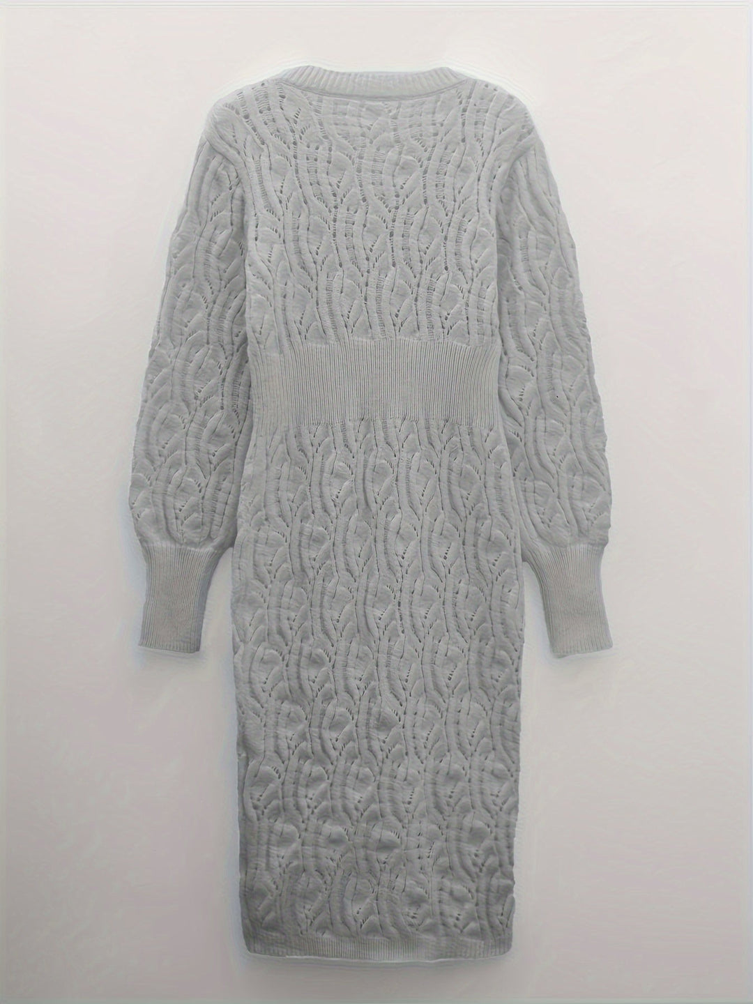 Pull-over décontracté en coton uni à trous col en V manches longues robe midi formelle pour dames | Idéal pour les occasions formelles