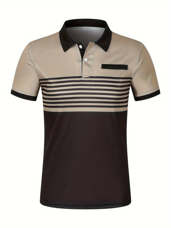 Polo homme à rayures – Chemise à manches courtes avec patte de boutonnage et col contrasté