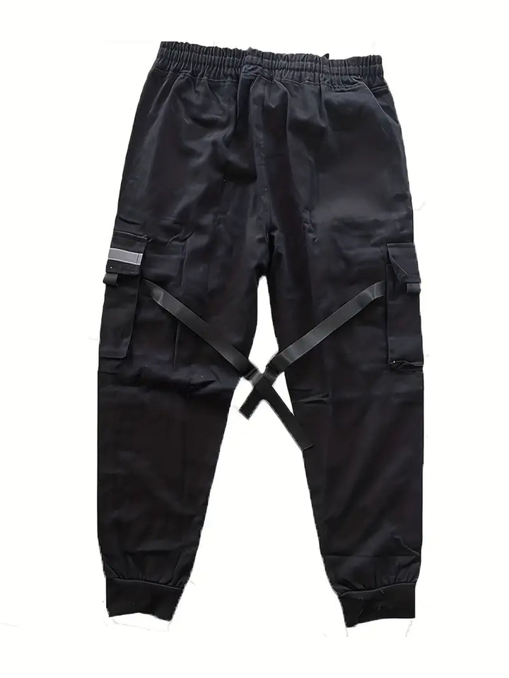Herren Cargohose mit Taschen & Kordelzug – Streetwear Jogger Pants im Techwear-Stil – Lockere Freizeithose mit Bündchen für Alltag & Urban Look