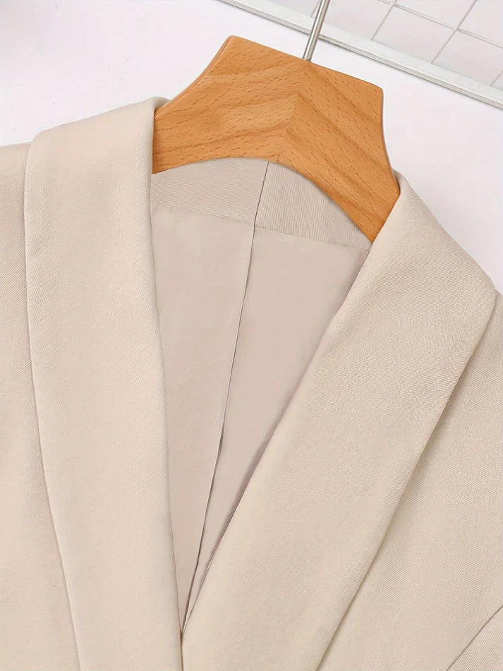 Set elegante completo due pezzi blazer e pantaloni tinta unita per donna | Ideale per occasioni formali