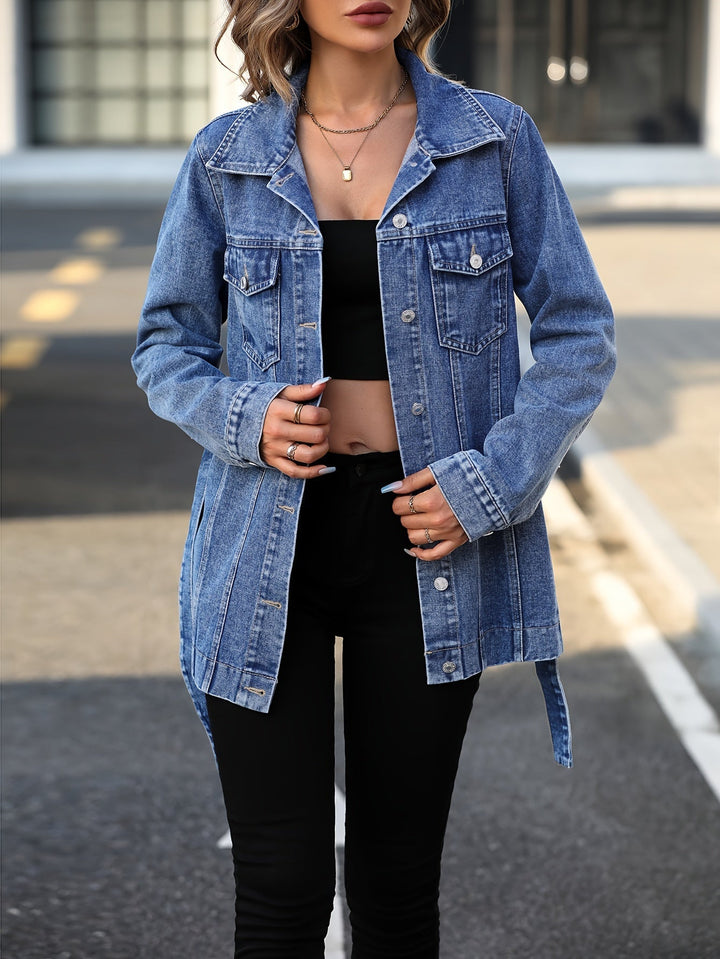 Henna - manteau en jean pour femmes avec poches à rabat