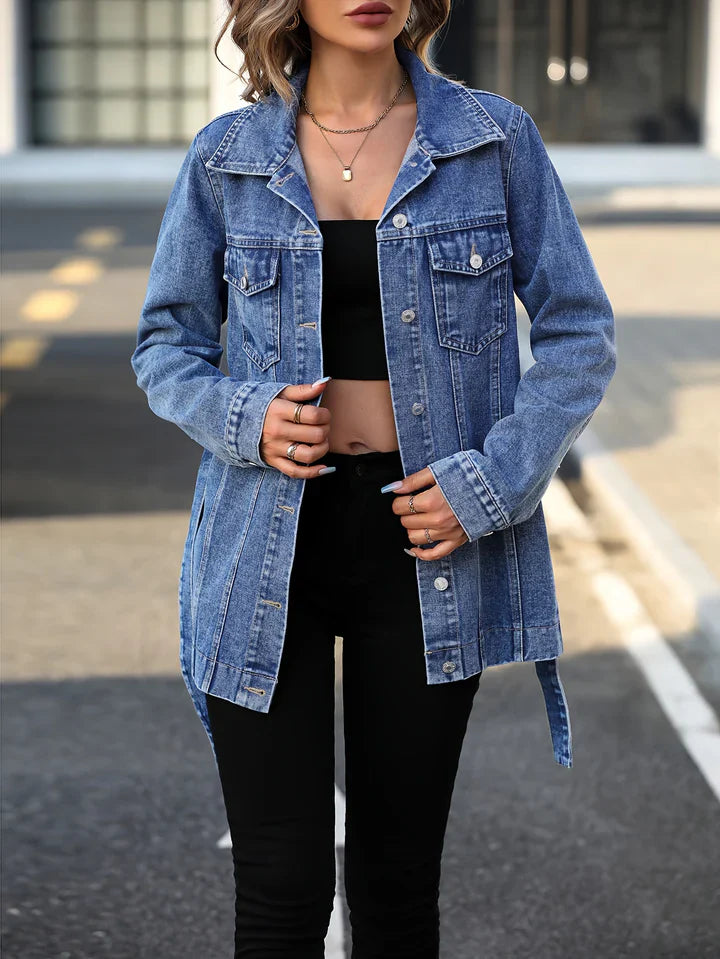Gina - manteau en denim pour femmes avec poches à rabat
