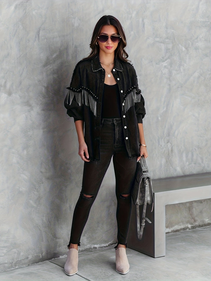Elle - giacca di jeans elegante con frange