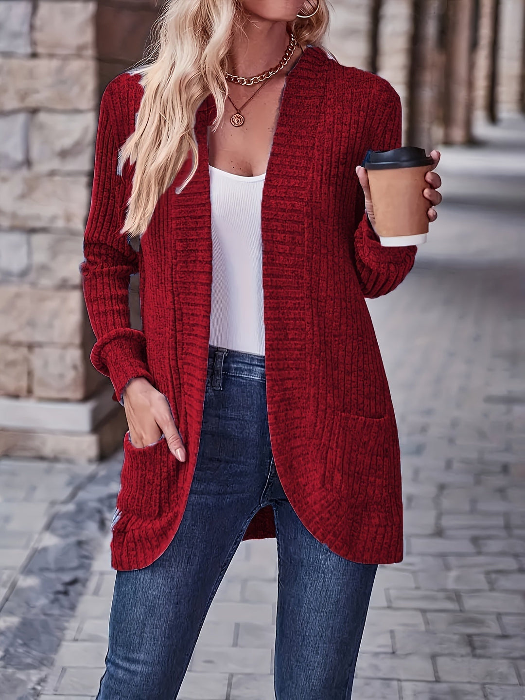 Lässiger warmer Fleece-Strickwaren-Cardigan für Damen | Perfekt für lässige Tage