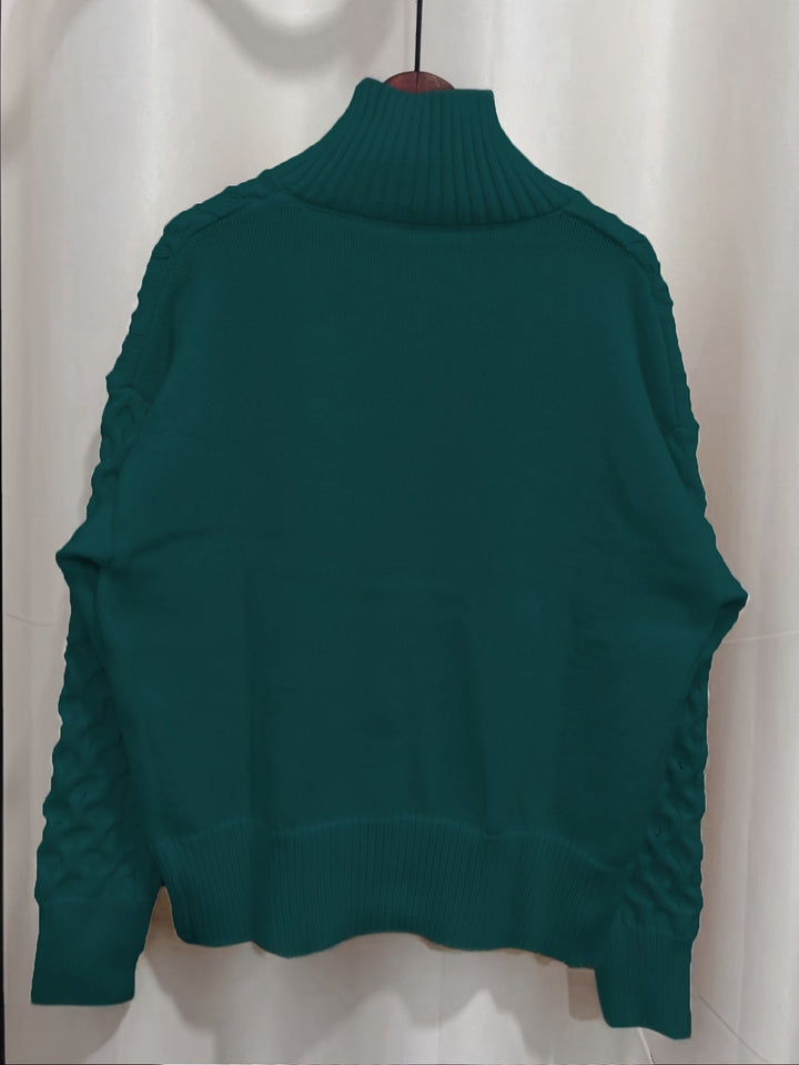 Casandra - Cardigan tressé décontracté avec fermeture éclair pour femmes