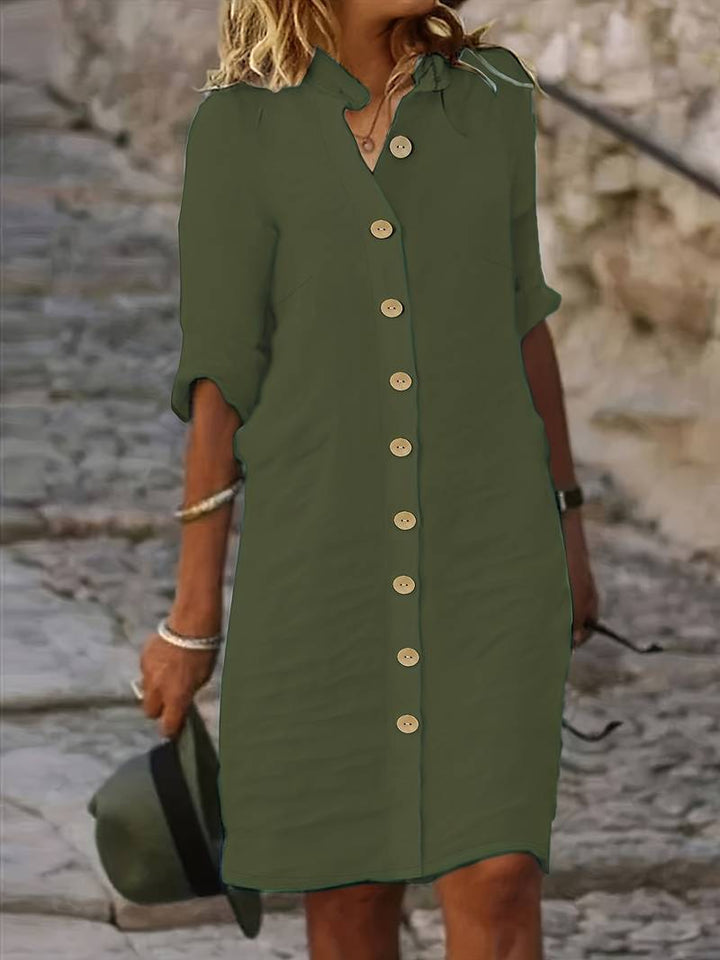 Abito camicia da donna con abbottonatura – Abito casual ampio per estate, vacanze e look da città