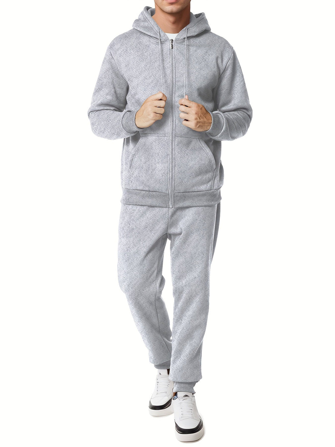 Moderner Unifarbener Kapuzenpullover-Trainingsanzug mit Hose für Herren | Perfekt für Casual Days
