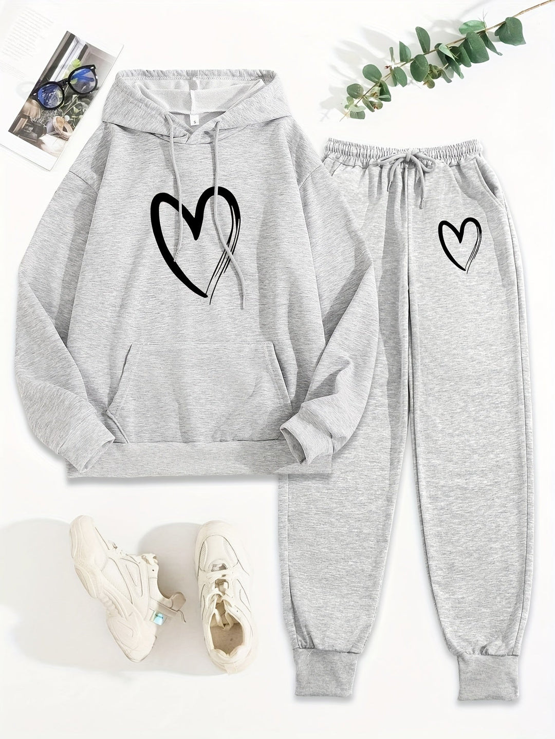 Casual cotton sweater & jogging pants with hood for women | Ideal for autumn/winter