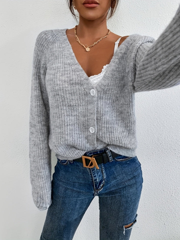 Lässiger warmer V-Ausschnitt Wolle Strickcardigan für Damen | Perfekt für den Alltag