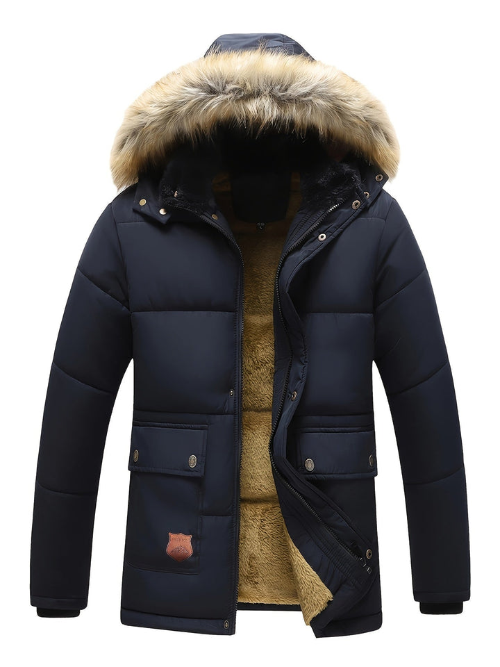 Veste d'hiver décontractée en polyester à capuche pour hommes | Parfaite pour les activités de plein air