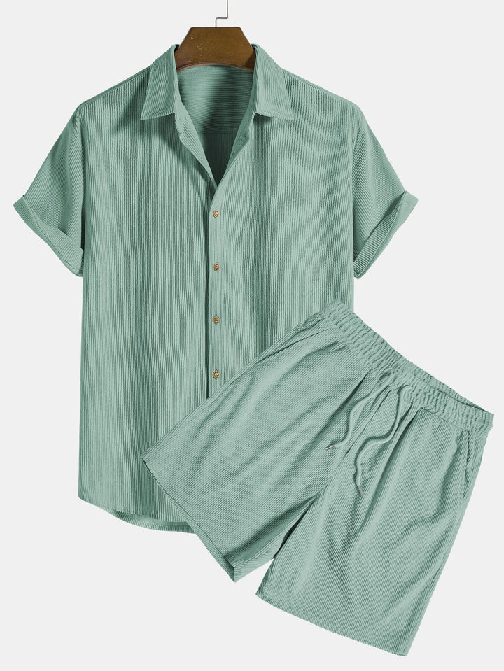 Set estivo camicia a maniche corte e pantaloncini per uomo