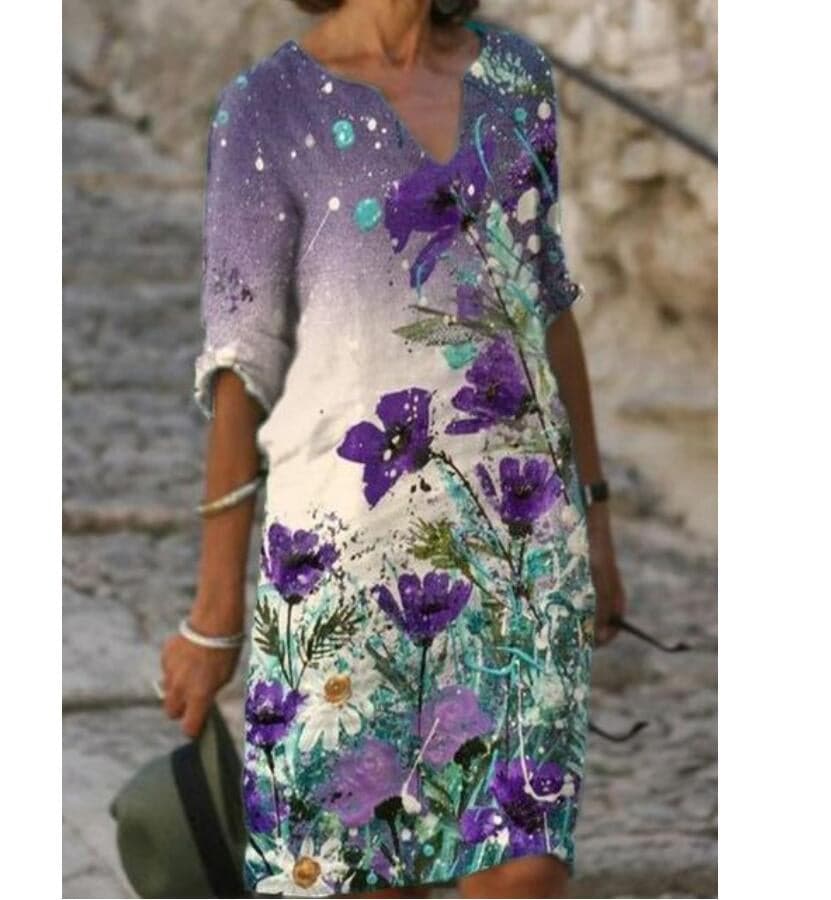 Robe Midi Élégance Florale – Raffinement Naturel et Sophistication