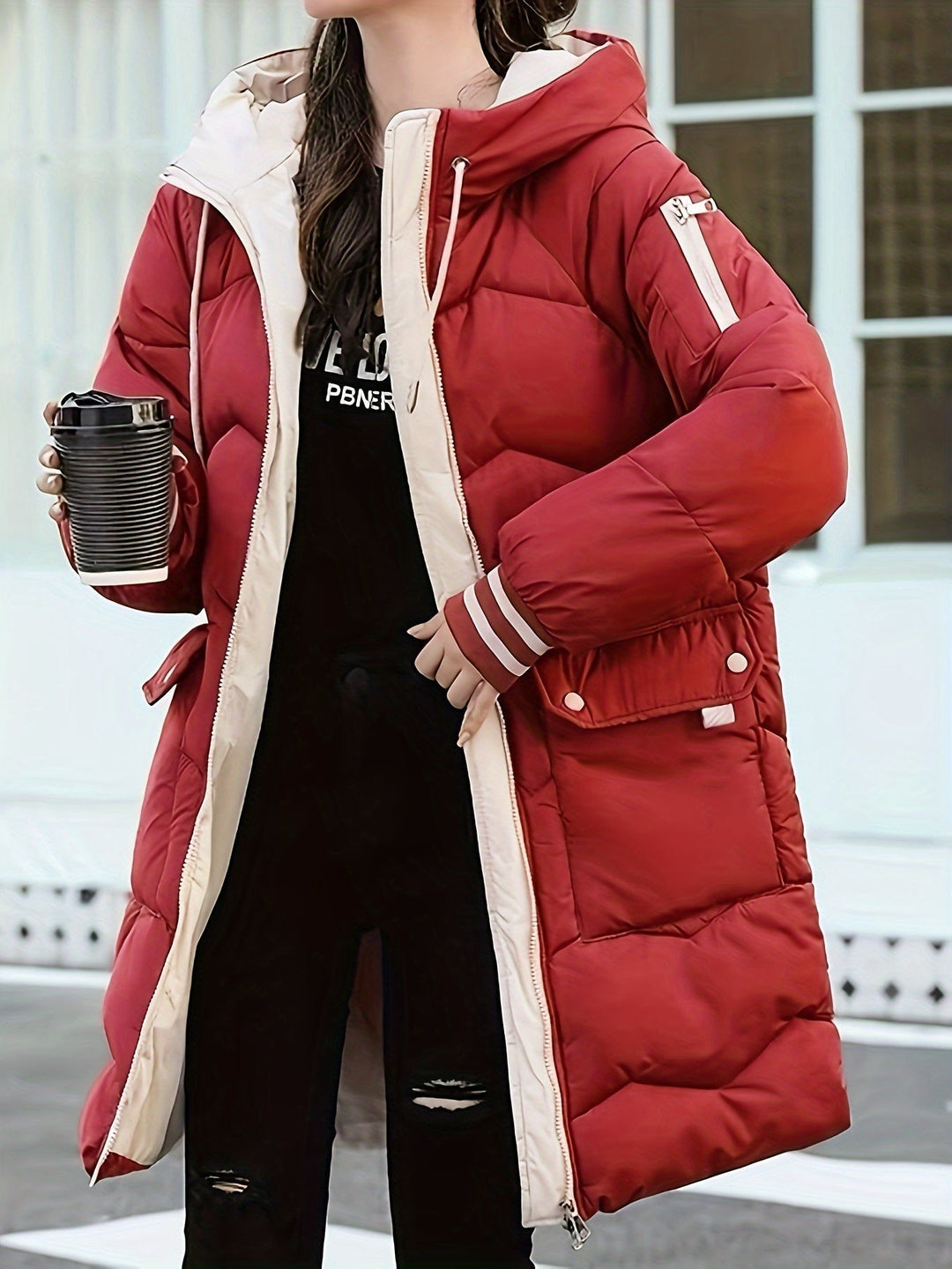 Modische warme Puffer-Winterjacke mit Kapuze für Damen | Perfekt für Winter