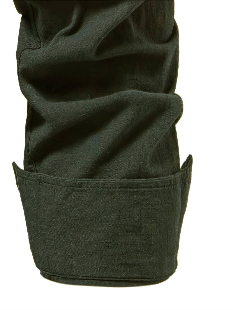 Chemise homme avec col montant – Chemise décontractée à manches longues avec patte de boutonnage pour affaires, quotidien & tenues smart casual