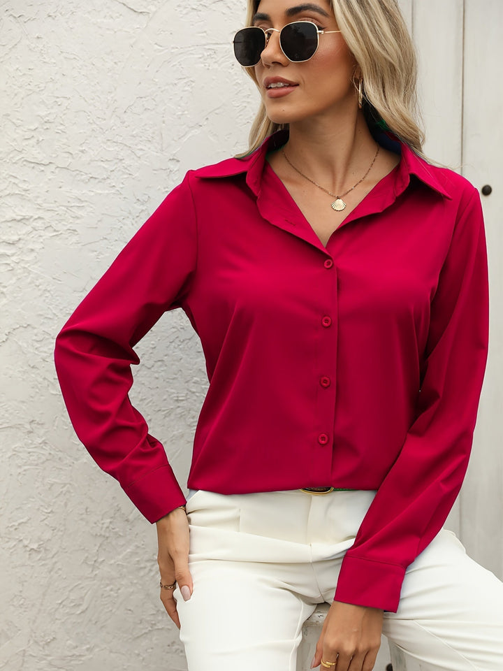 Camicia classica da donna con colletto e fila di bottoni – elegante, adatta per l'ufficio e versatile da abbinare