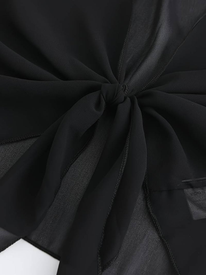 Bolero in chiffon da donna con nodo a fiocco – giacca corta trasparente per abiti da sera e outfit estivi