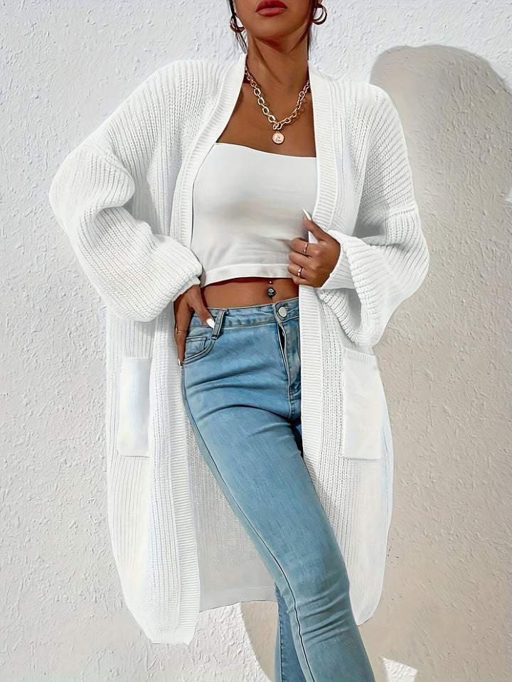 Cardigan en tricot pour femmes – coupe ouverte, long et confortable pour le quotidien et les loisirs