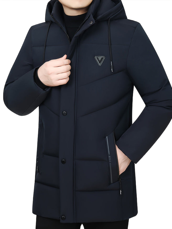 Veste d'hiver homme avec capuche – Veste matelassée chaude, coupe-vent et imperméable avec fermeture éclair et poches