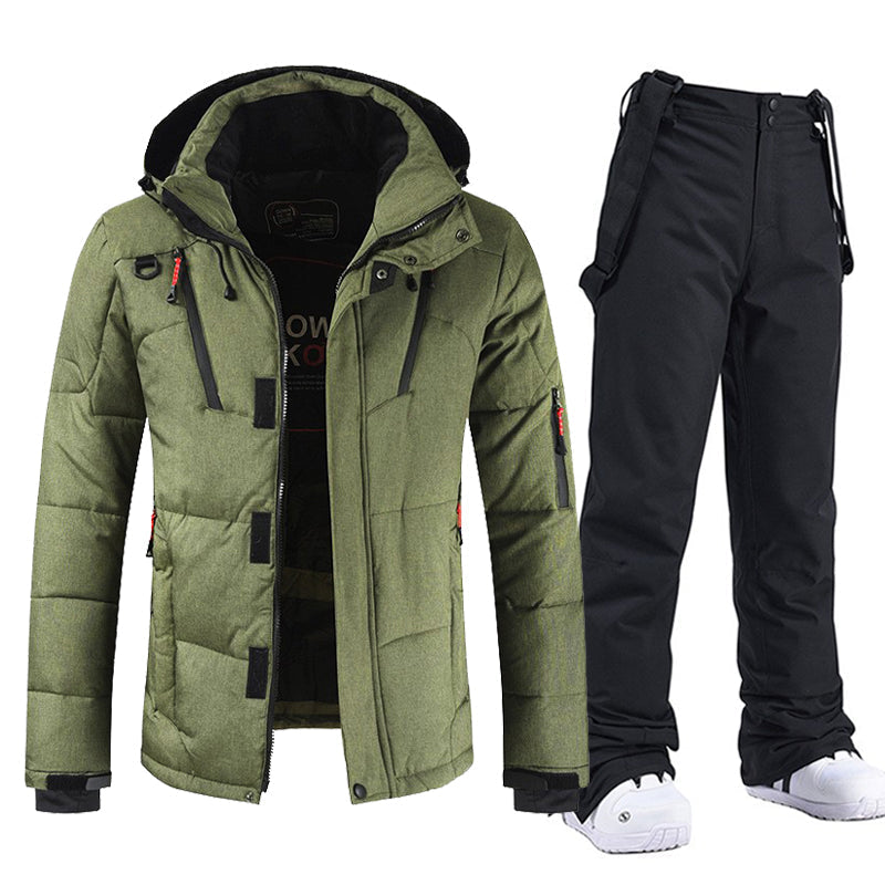 Yenien | Combinaison de ski imperméable et coupe-vent avec capuche et pantalon à bretelles