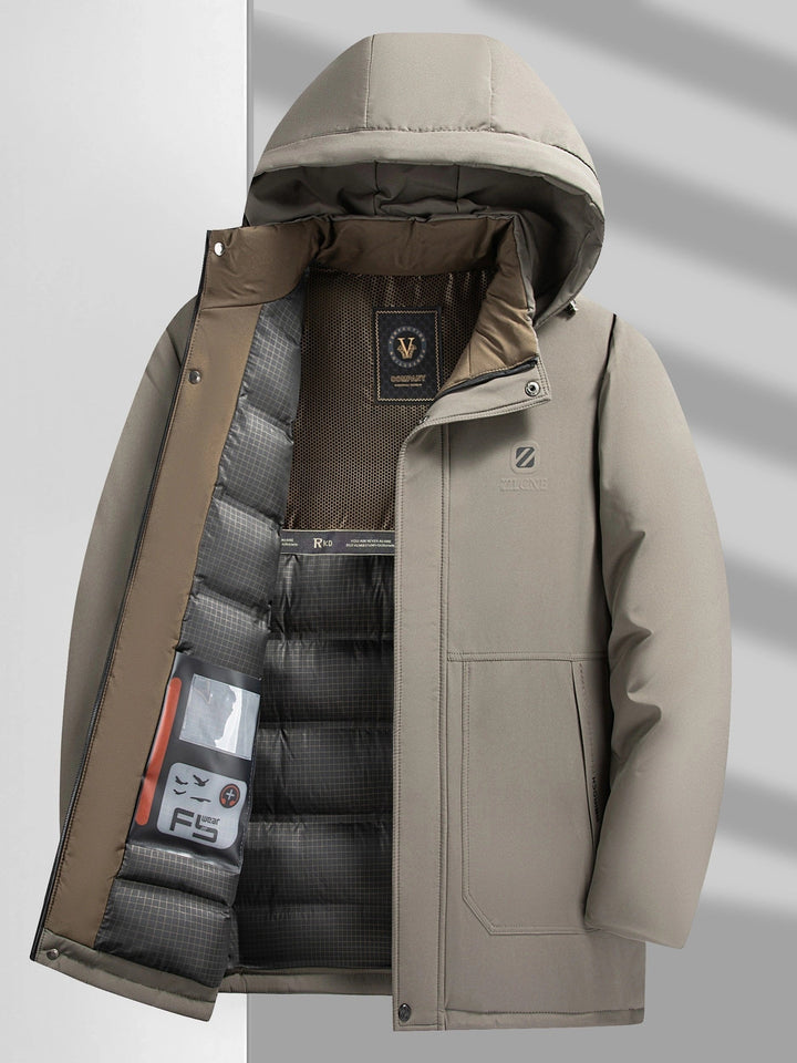 Veste d'hiver matelassée à capuche décontractée à manches longues avec fermeture éclair pour hommes | Parfaite pour les activités de plein air