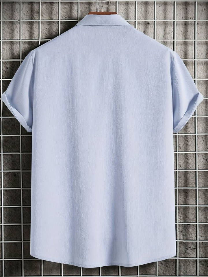 Chemise homme à manches courtes avec patte de boutonnage – Chemise d'été aérée en tissu structuré style décontracté