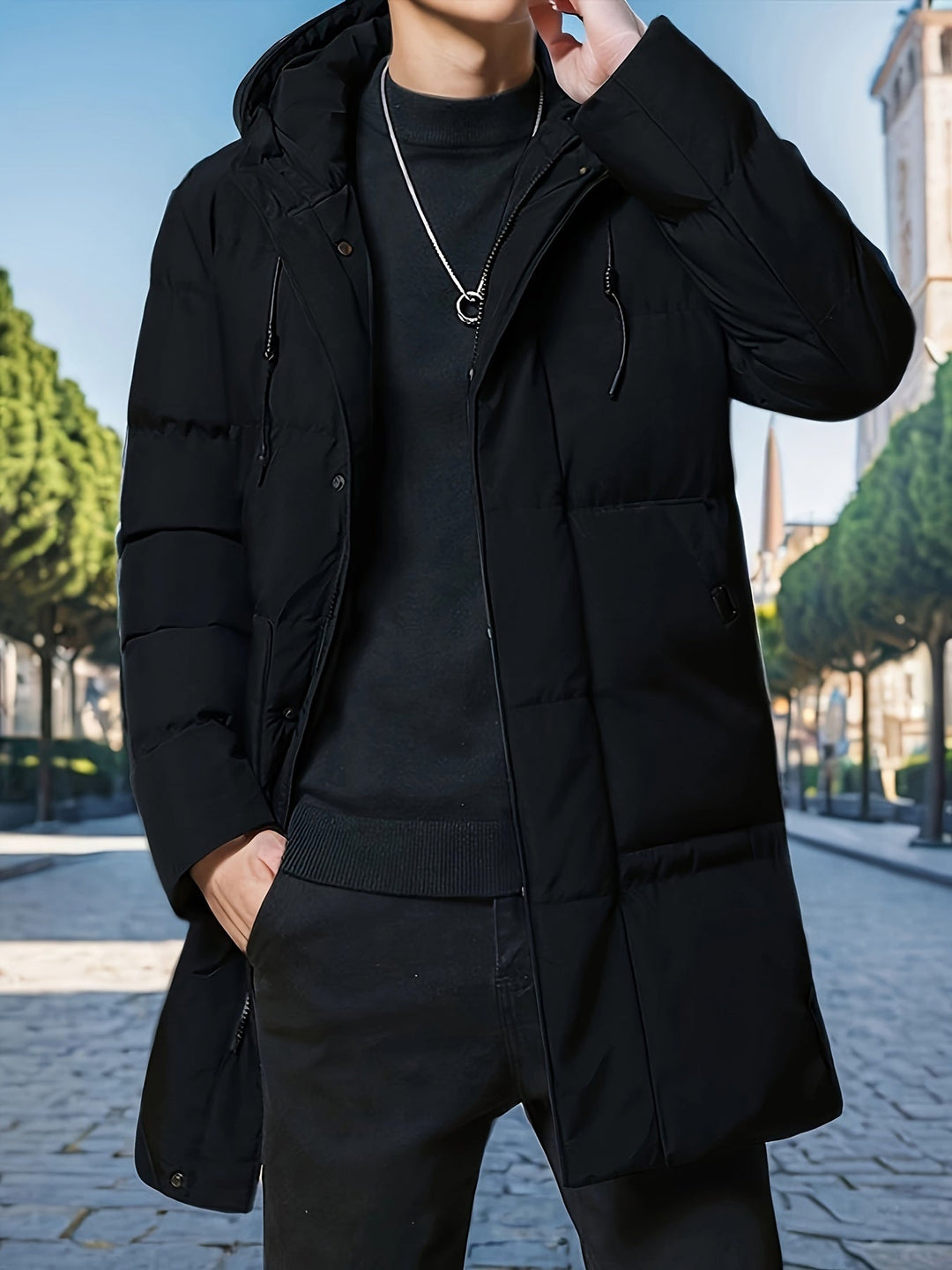 Veste d'hiver matelassée à capuche zippée décontractée pour hommes | Parfaite pour les activités de plein air