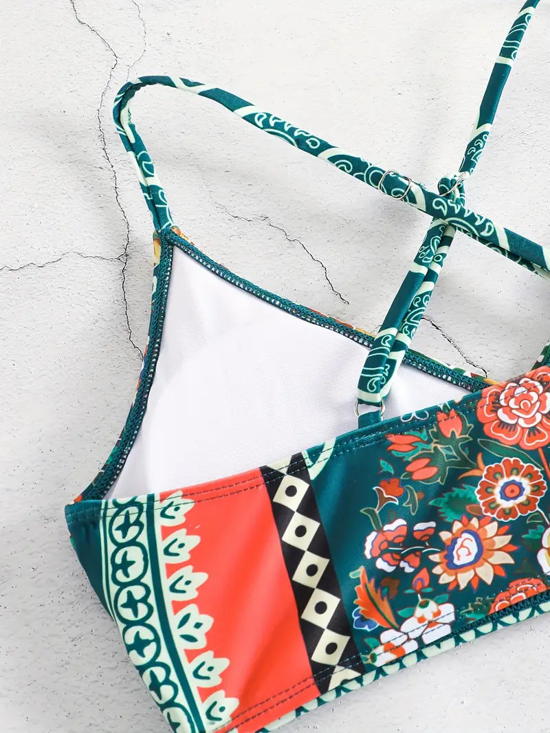 Flora – 2-teiliges Bikini-Set im Crisscross-Stil im Ethno-Stil