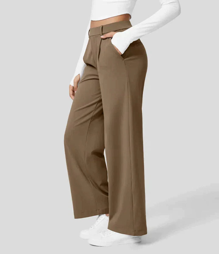Elegante pantaloni da donna a gamba larga – vita alta, adatti per business e casual