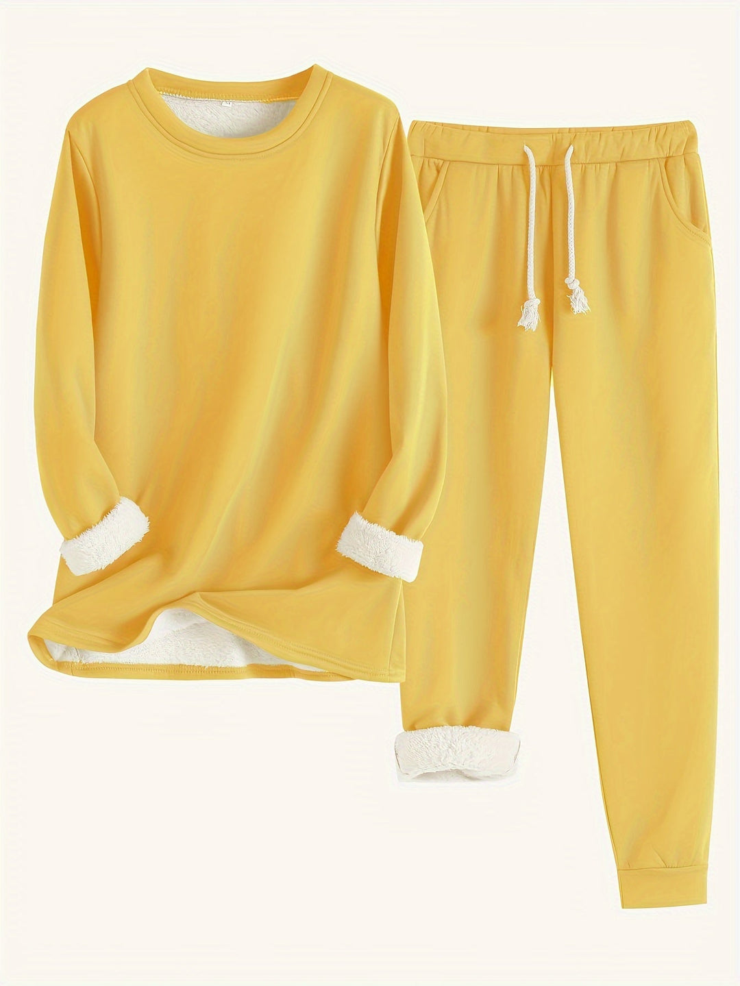 Comodo maglione termico e pantaloni da jogging tinta unita per donna | Perfetto per autunno/inverno