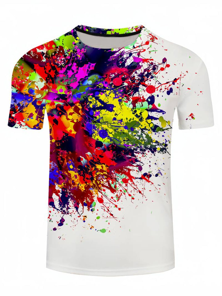Men's T-shirt with colorful paint splatter print – Urban short-sleeve shirt for street style, festival & leisure