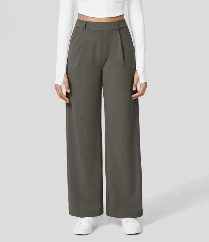 Elegante pantaloni da donna a gamba larga – vita alta, adatti per business e casual