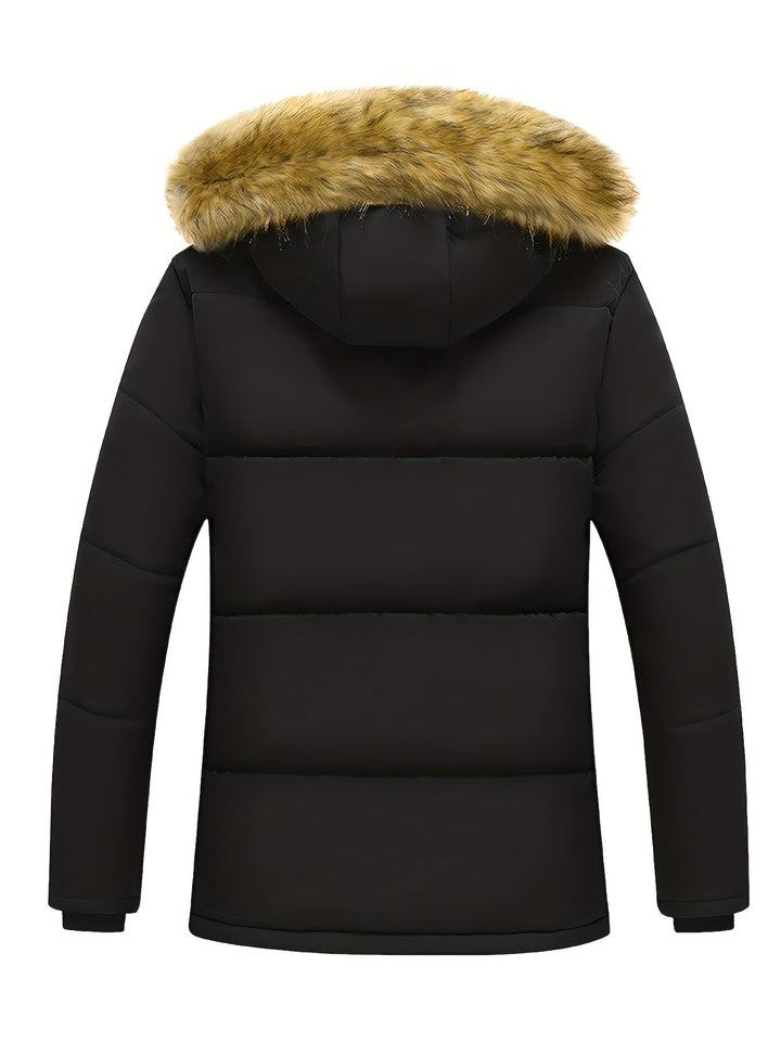 Veste d'hiver décontractée en polyester à capuche pour hommes | Parfaite pour les activités de plein air