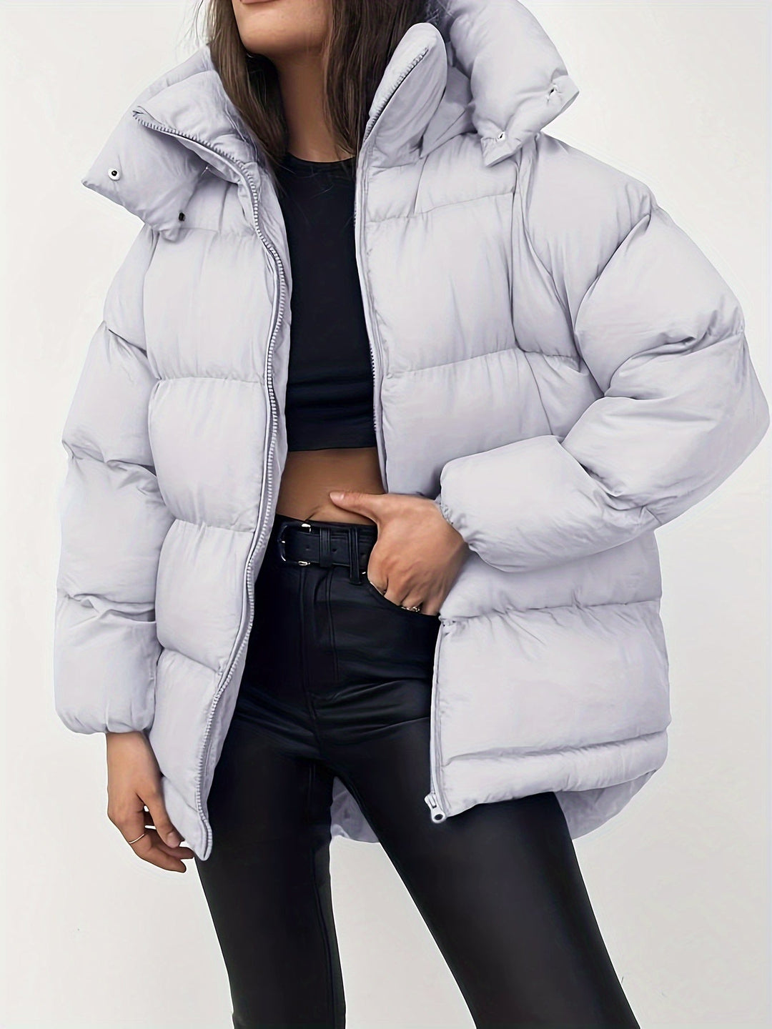Elegante giacca invernale imbottita calda con cappuccio per donna | Perfetta per attività all'aperto