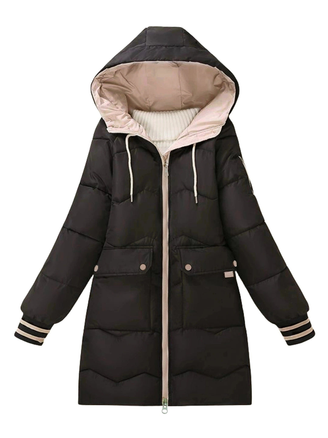 Modische warme Puffer-Winterjacke mit Kapuze für Damen | Perfekt für Winter