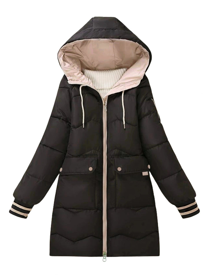 Modische warme Puffer-Winterjacke mit Kapuze für Damen | Perfekt für Winter