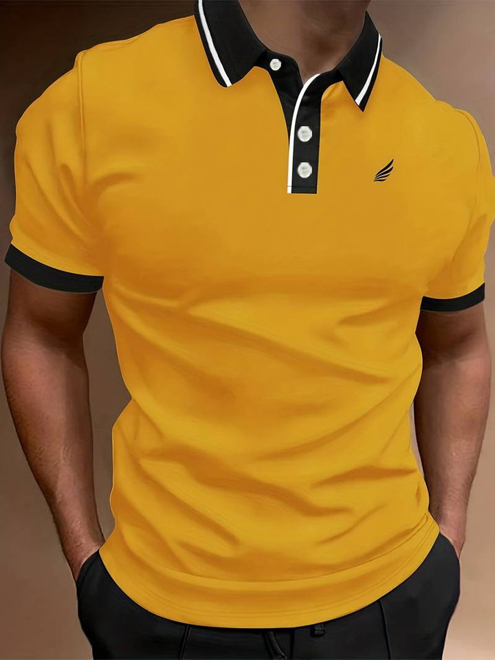 Polo homme avec col contrasté et broderie logo – Polo manches courtes pour loisirs, business casual et tenues d'été