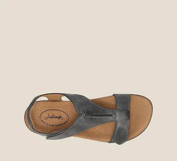 Damen Sommer Sandalen mit Reißverschluss – Bequeme T-Steg Sandalen mit weichem Fußbett & rutschfester Sohle