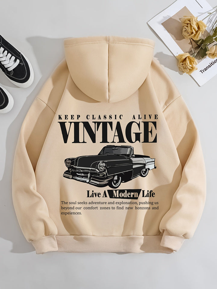 Eleganter Vintage-Sweat-Pullover-Hoodie mit Backprint für Women | Perfekter für Lässige Tage