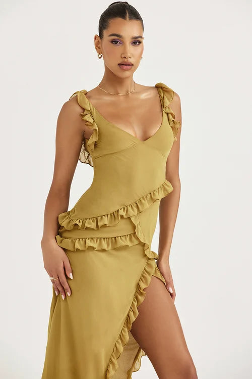 Ryloria - Robe longue - Élégante - Matière luxueuse - Idéale pour l'été pour dames