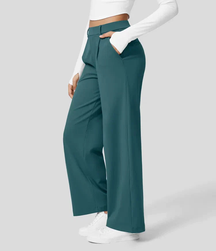 Elegante pantaloni da donna a gamba larga – vita alta, adatti per business e casual