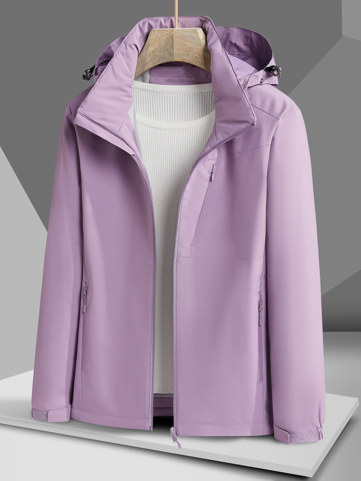 Giacca in pile invernale elegante e impermeabile con cappuccio per donna | Perfetta per attività all'aperto